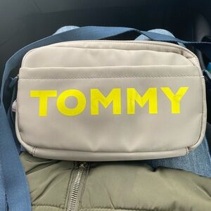 Tommy Hilfiger Beige Crossbody Bag with Yellow Logo